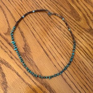 Turquoise and Brown Beaded Necklace/ Choker